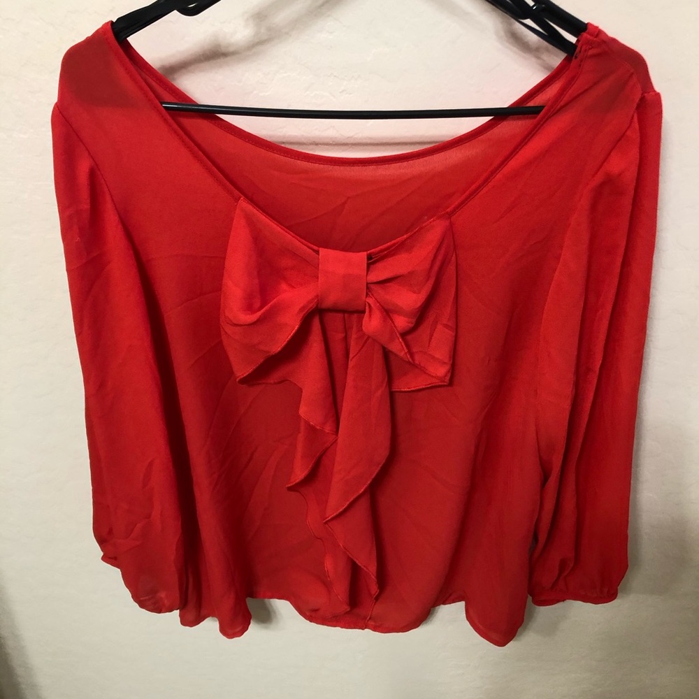 Red Top With Bow on Back